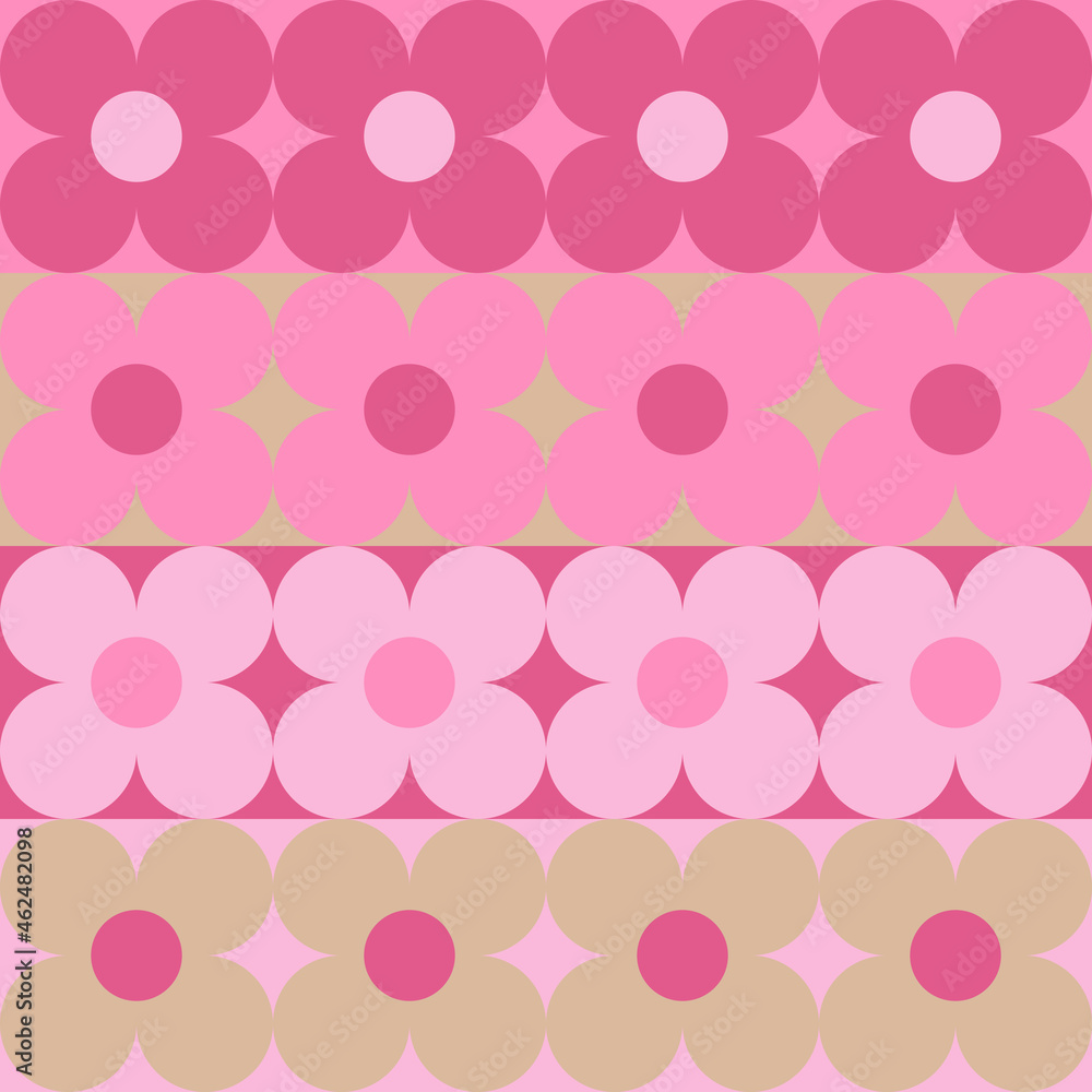seamless pattern with flowers in pink pastels colors