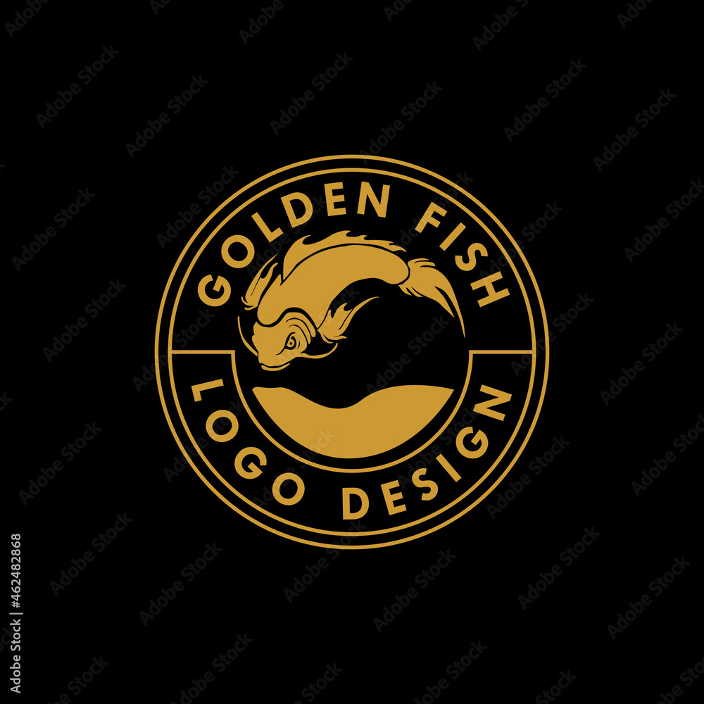 Fototapeta premium Golden fish logo design template