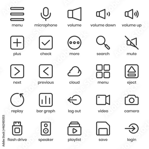 Multimedia Collection icon pack for your website design, logo, app, UI. Multimedia Collection icon outline design. Vector graphics illustration and editable stroke.