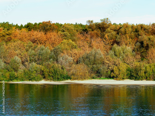 Sandy river beach landscape backdrop photo