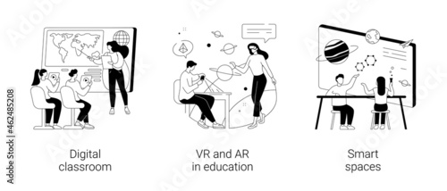 Interactive learning abstract concept vector illustrations.