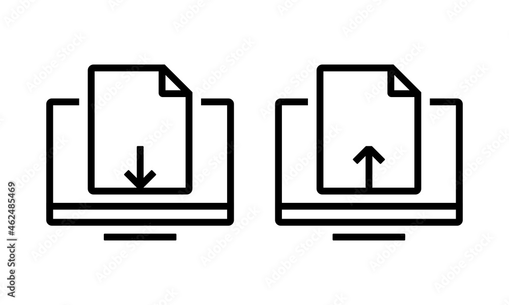 Computer download and upload file icon. Illustration vector Computer download and upload file icon. Illustration vector