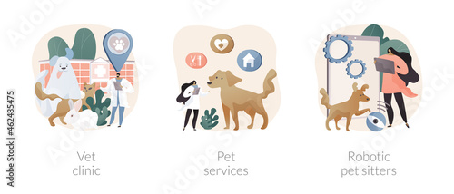 Animal services abstract concept vector illustrations.
