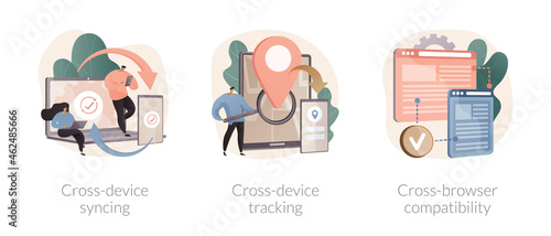 Multi-device compatibility abstract concept vector illustrations.