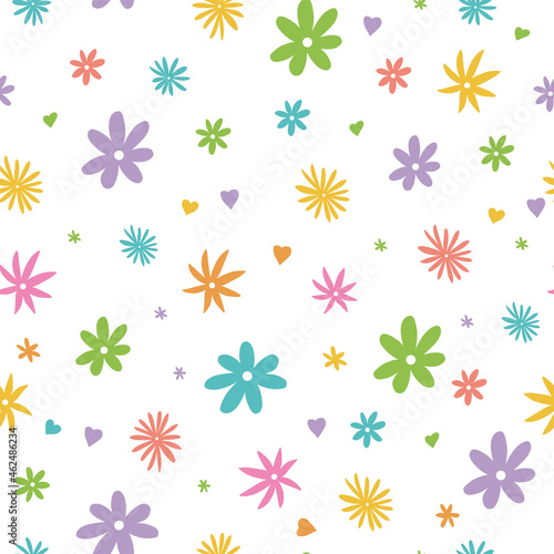 pattern seamless simple flowers pastel colors childrens print