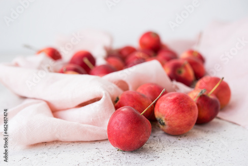 Garden, ripe, natural, mini apples in an eco bowl