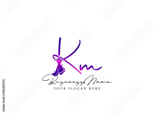 Letter KM Logo, Creative km k m Fashion Clothing Brand, Apparel Logo For Luxury Fashion Shop photo