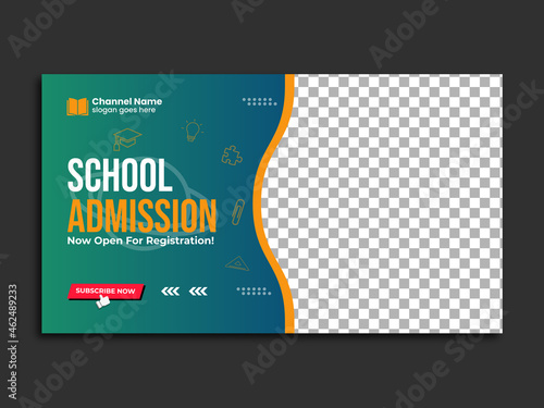  Back to School Kids Admission video thumbnail & web banner template template