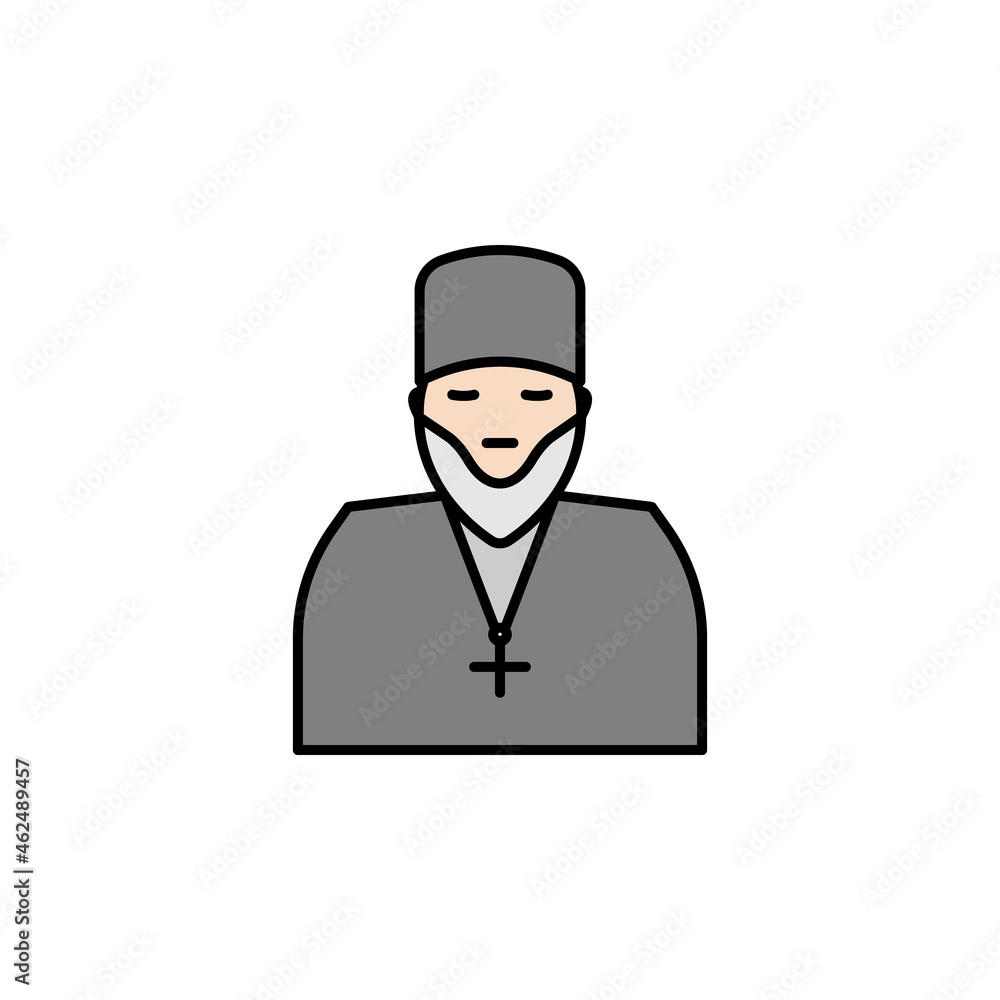 priest line illustration colored icon. Signs and symbols can be used for web, logo, mobile app, UI, UX