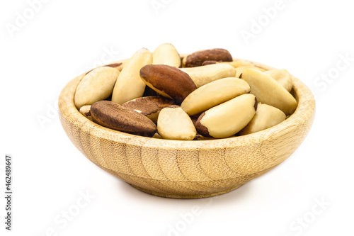 bowl with brazilian chestnut  on white insulator background. Brazil nuts known as  Par    Brazil .