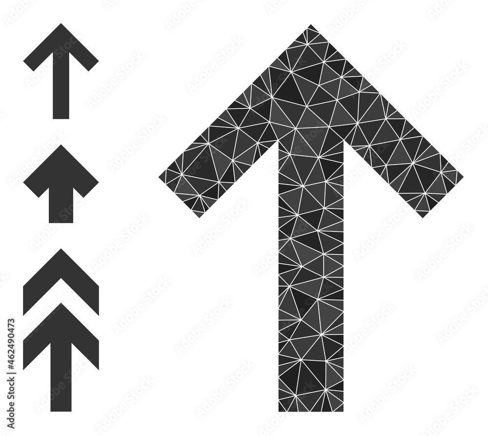lowpoly arrow up icon, and similar icons. Polygonal arrow up vector is designed of random triangles. Flat geometric mesh illustration designed by arrow up icon. lowpoly arrow up icon, and similar icons. Polygonal arrow up vector is designed of random triangles. Flat geometric mesh illustration designed by arrow up icon.
