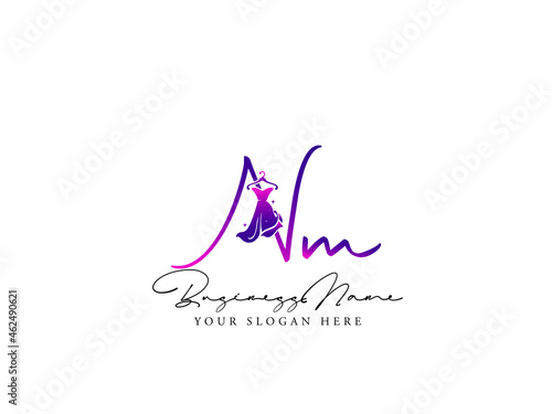 Letter NM Logo, Fashion nm n m Monogram Initial Based Vector Icon For Clothing, Apparel Fashion Shop photo