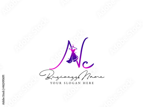 Letter NC Logo, Fashion nc n c Monogram Initial Based Vector Icon For Clothing, Apparel Fashion Shop