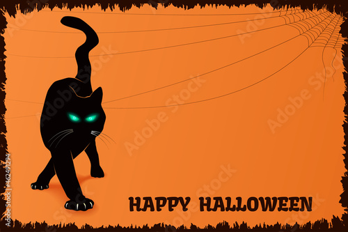 Happy Halloween background with Black Cat. 