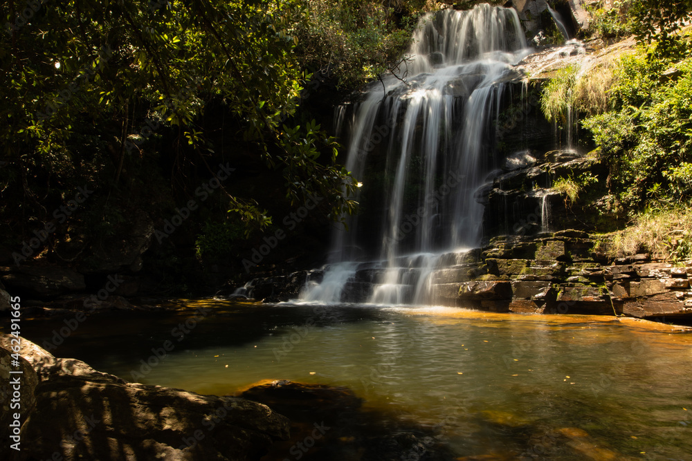 Obraz premium View of a beautiful waterfall in the beautiful Serra da Canastra, Minas Gerais, Brazil