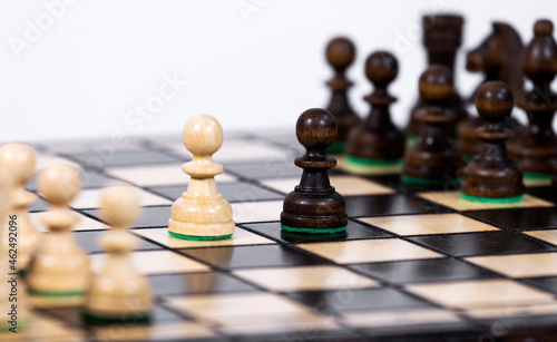 Chess Pawn Standing next to each other  Making Decision and Take a Strategy  Hobby that Stimulates Brain Activity  Copy Space