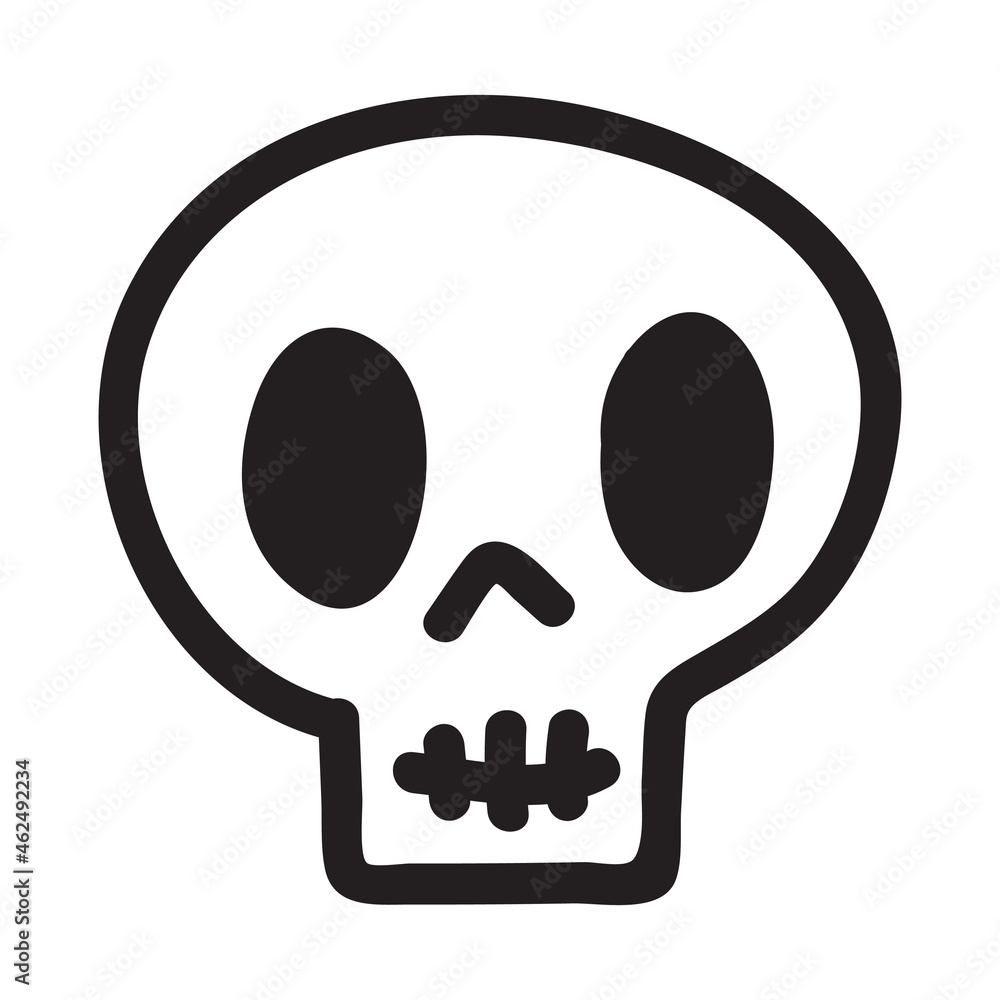 Hand drawn cartoon doodle skull. Funny cartoon skull isolated on white background. Hand drawn cartoon doodle skull. Funny cartoon skull isolated on white background.
