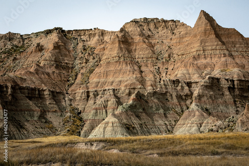 Geological formations in the so called "badlands". Badlands National Park, South Dakota, USA