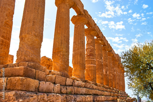 The antique collumns of Juno Lacinia Temple, Agrigento, Sicily, Italy photo