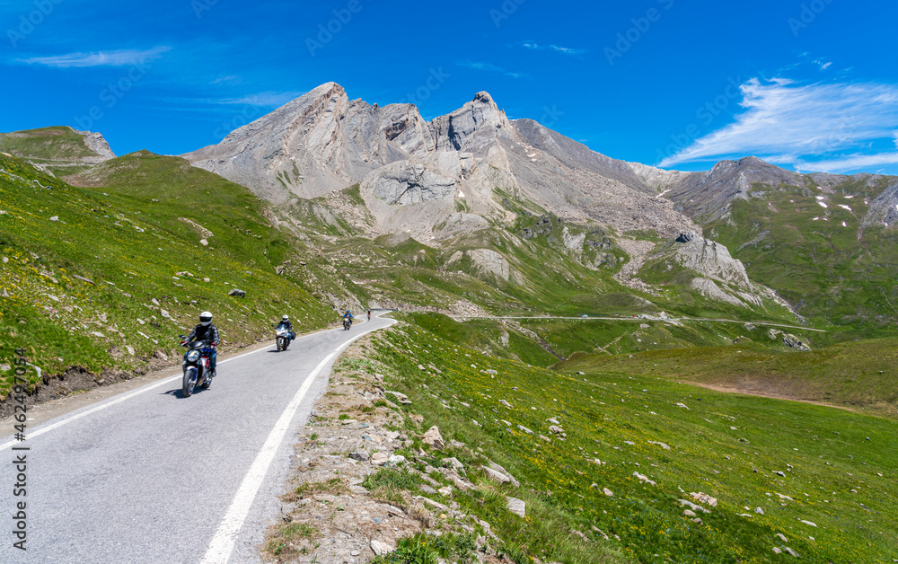 Scenic sight near the mountain pass Colle dell'Agnello, Piedmont, between Italy and France.