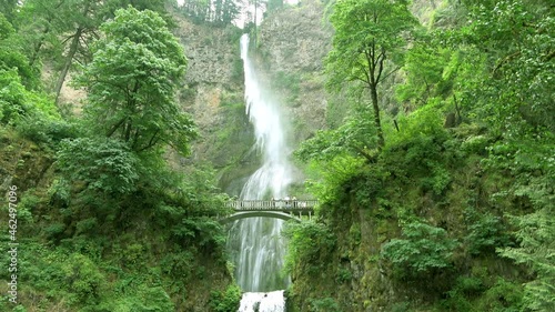 The Multnomah Falls, a waterfall along a historic river highway