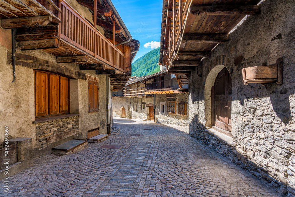 The picturesque village of Chianale on a sunny summer morning, in the Varaita Valley, Piedmont, northern Italy. The picturesque village of Chianale on a sunny summer morning, in the Varaita Valley, Piedmont, northern Italy.