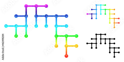 Low-poly binary circuit icon with rainbow colored. Spectrum colored polygonal binary circuit vector is designed of random colored triangles.