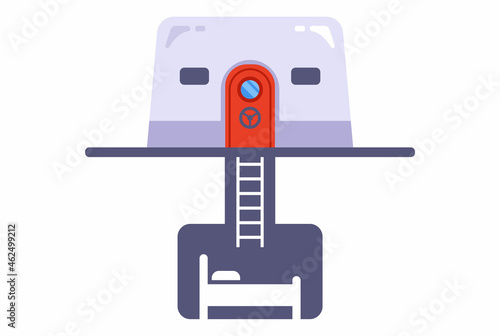 concrete bunker icon in case of nuclear war. flat vector illustration.