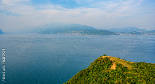 View from Rocca di Manerba to beautiful lake Garda, Brescia, Italy - travel destination photo