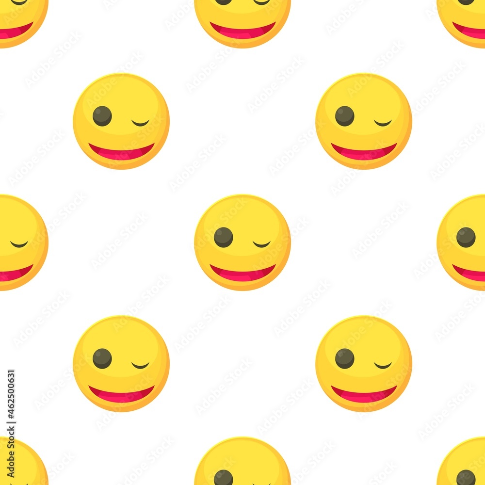 Winking smiley pattern seamless background texture repeat wallpaper geometric vector