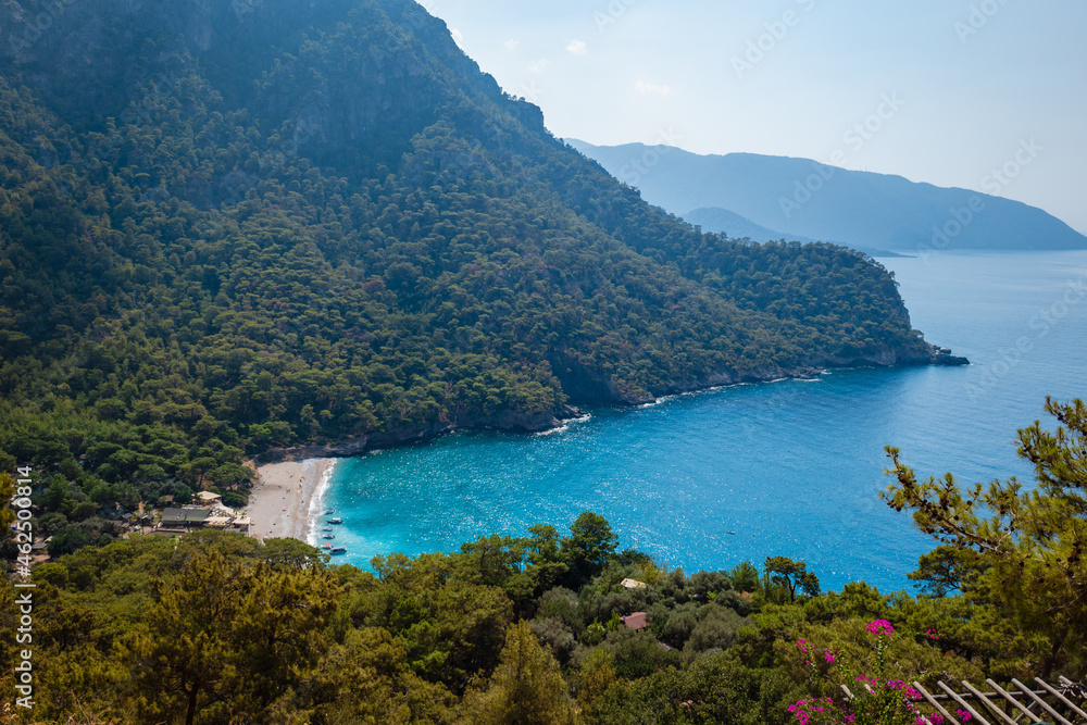 Kabak beach, secluded beach along Mediterranean sea near Fethiye, Turkey, located on the famous Lycian way trekking route