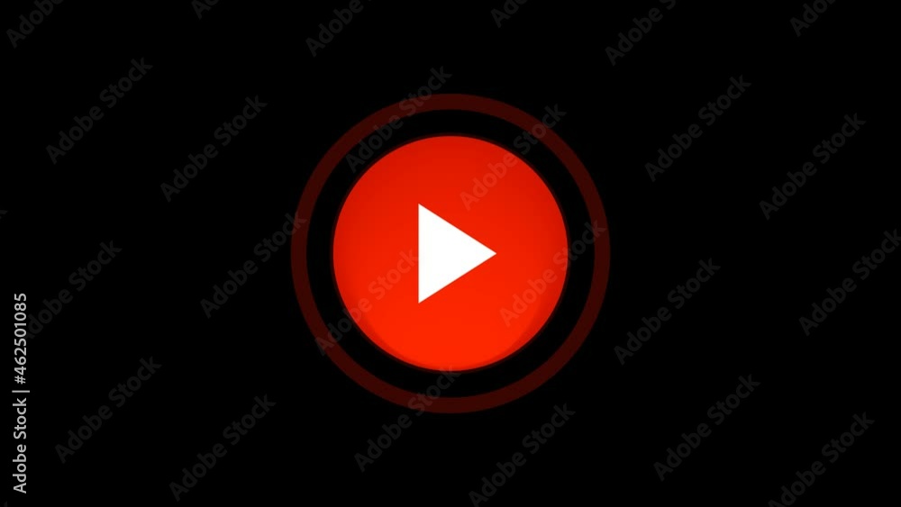 Red play button icon animation. Alpha channel. 4k resolution.