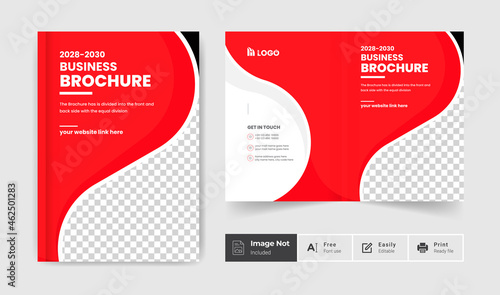 business brochure design cover template red color creative modern A4 size bi fold brochure corporate presentation abstract theme use for multipurpose editable text and fully vector cc file for update 