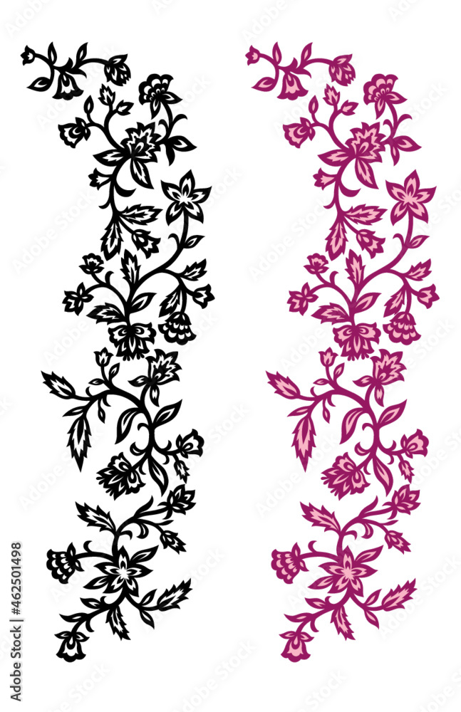 Black cutout floral border vector illustration embroidery
