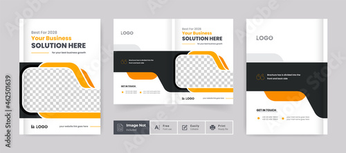 business brochure design cover template yellow color creative modern bi fold brochure corporate presentation abstract theme use for multipurpose editable text and fully vector cc file for update 