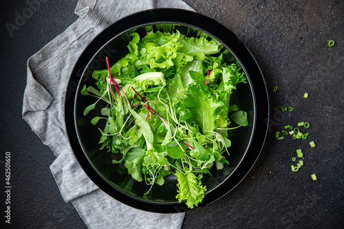 salad leaves mix fresh herbs petals vitamin aperitif fresh ready to eat meal snack on the table copy space food background rustic keto or paleo diet veggie vegan or vegetarian food no meat