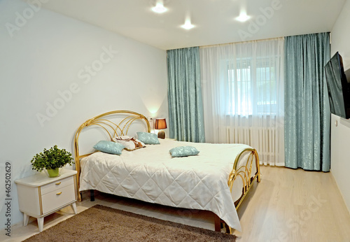 Interior of the bedroom in light tones