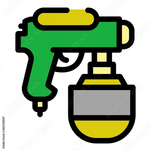Paint pistol icon. Outline paint pistol vector icon color flat isolated
