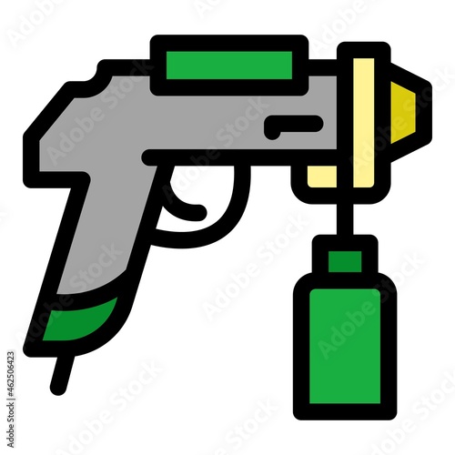 Steel paint pistol icon. Outline steel paint pistol vector icon color flat isolated