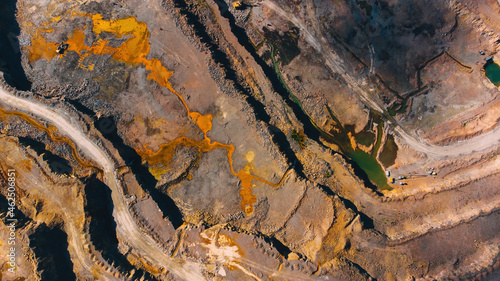 Aerial view of opencast quarry of non-metallic minerals - view from above.