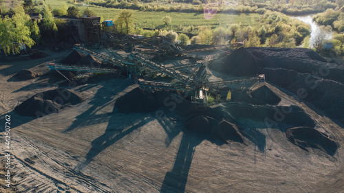 Aerial view of opencast quarry of non-metallic minerals - view from above.