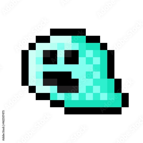 Ghost character pixel art. Vector illustration.