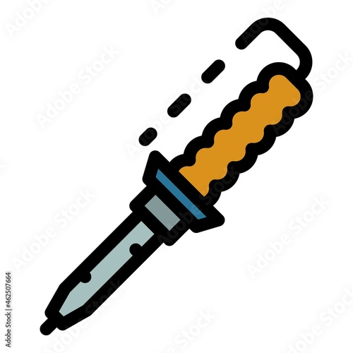 Soldering iron icon. Outline soldering iron vector icon color flat isolated
