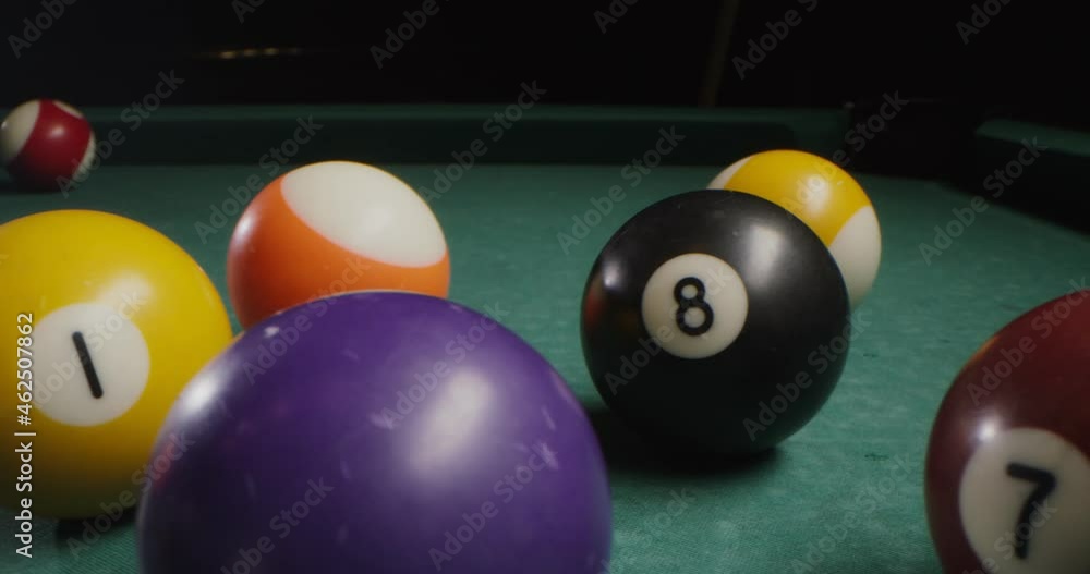 Multi-colored billiard balls in a chaotic manner lie on the billiard table Multi-colored billiard balls in a chaotic manner lie on the billiard table