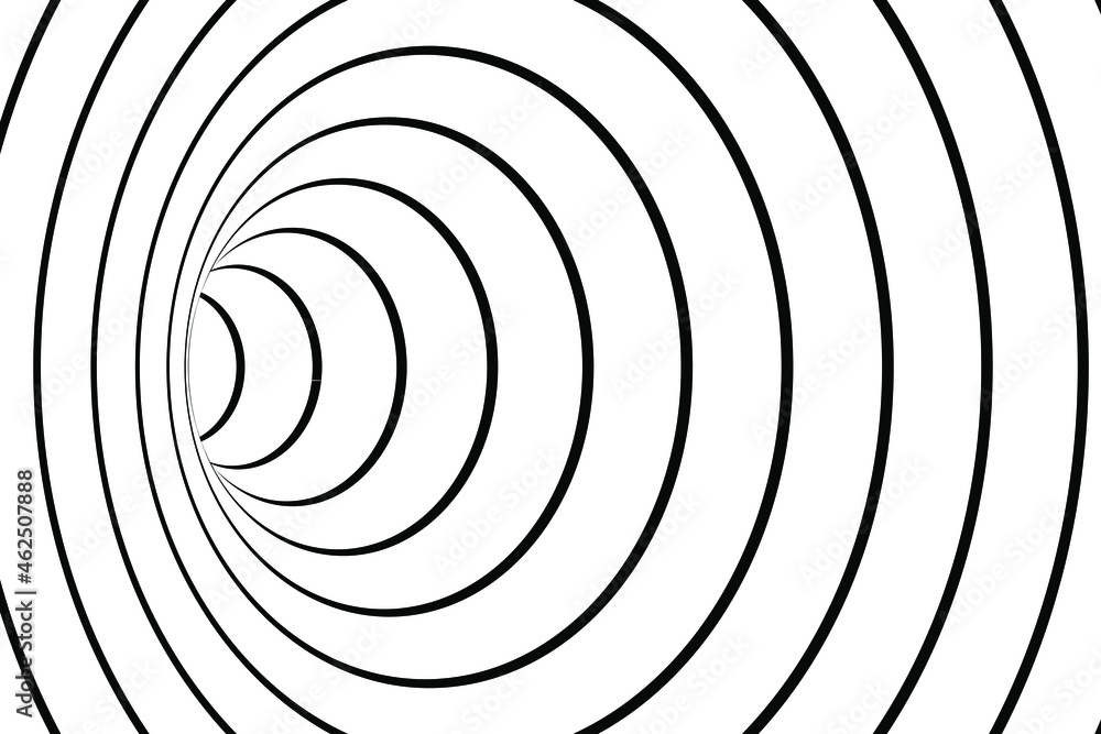 Naklejka premium White and black Wormhole background. Optical Illusion. Hypnosis tunnel vector background.