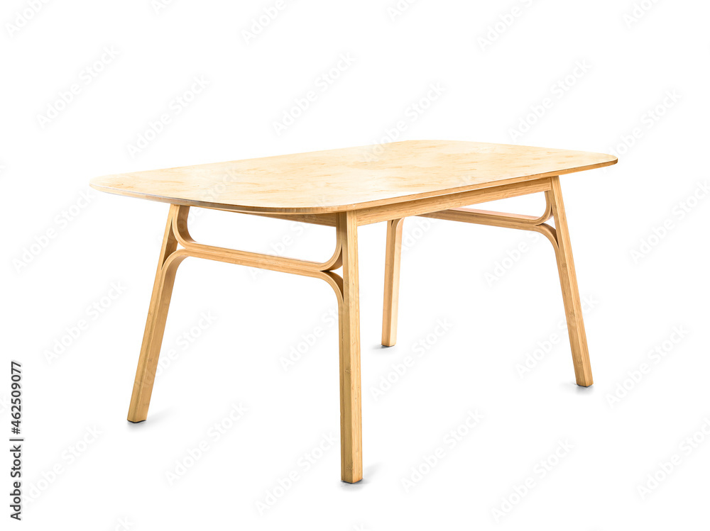 Empty wooden dining table on white background Empty wooden dining table on white background