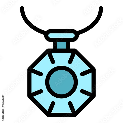 Necklace pendant icon. Outline necklace pendant vector icon color flat isolated