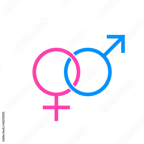 Line icon of joint male and female gender signs. Mars and Venus symbol. Vector Illustration