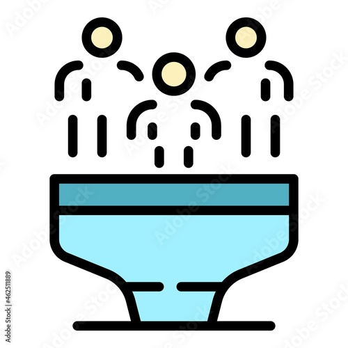 Clients funnel icon. Outline clients funnel vector icon color flat isolated