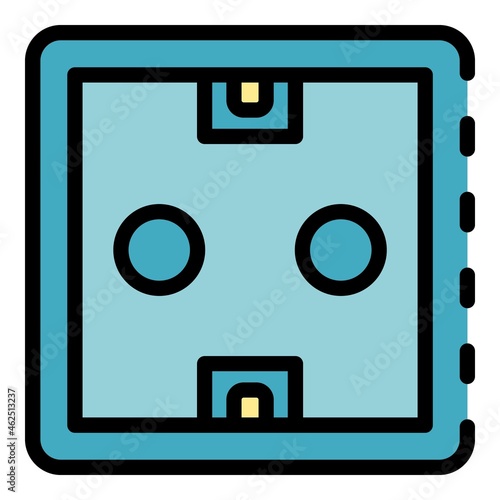 Power socket icon. Outline power socket vector icon color flat isolated